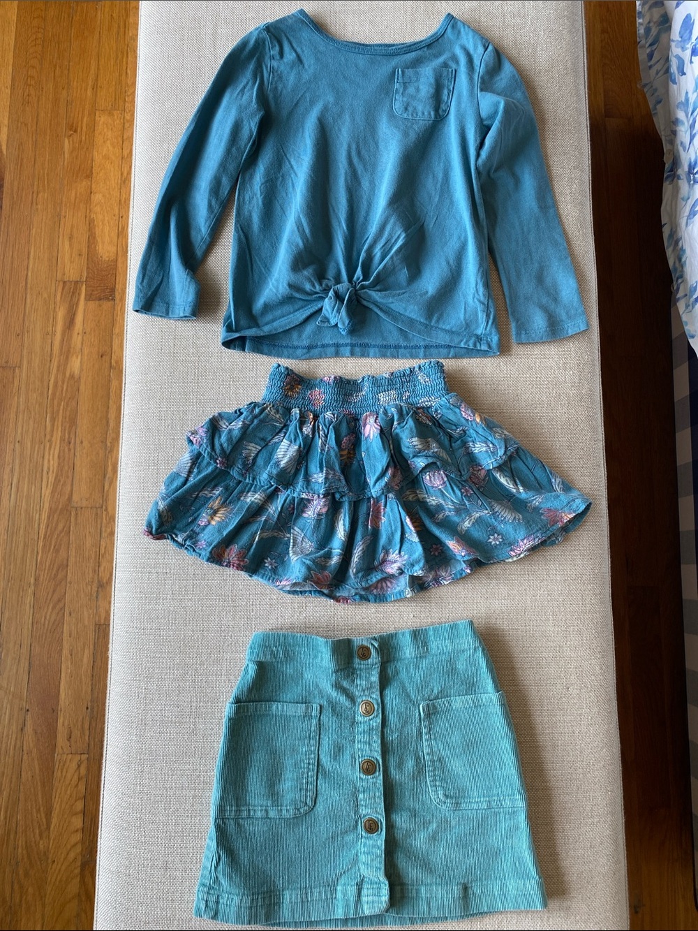 Carter's Teal Blue Girls 3-Piece Matching Set - Top, Skirt & Button Skirt